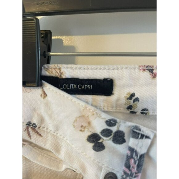 Lucky Brand White Floral Print Cropped Lolita Capri Jeans 6/28 summer boho - Picture 4 of 5